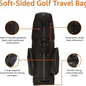 NEW Amazon Basics Soft-Sided Foldable Golf Travel Bag - Black